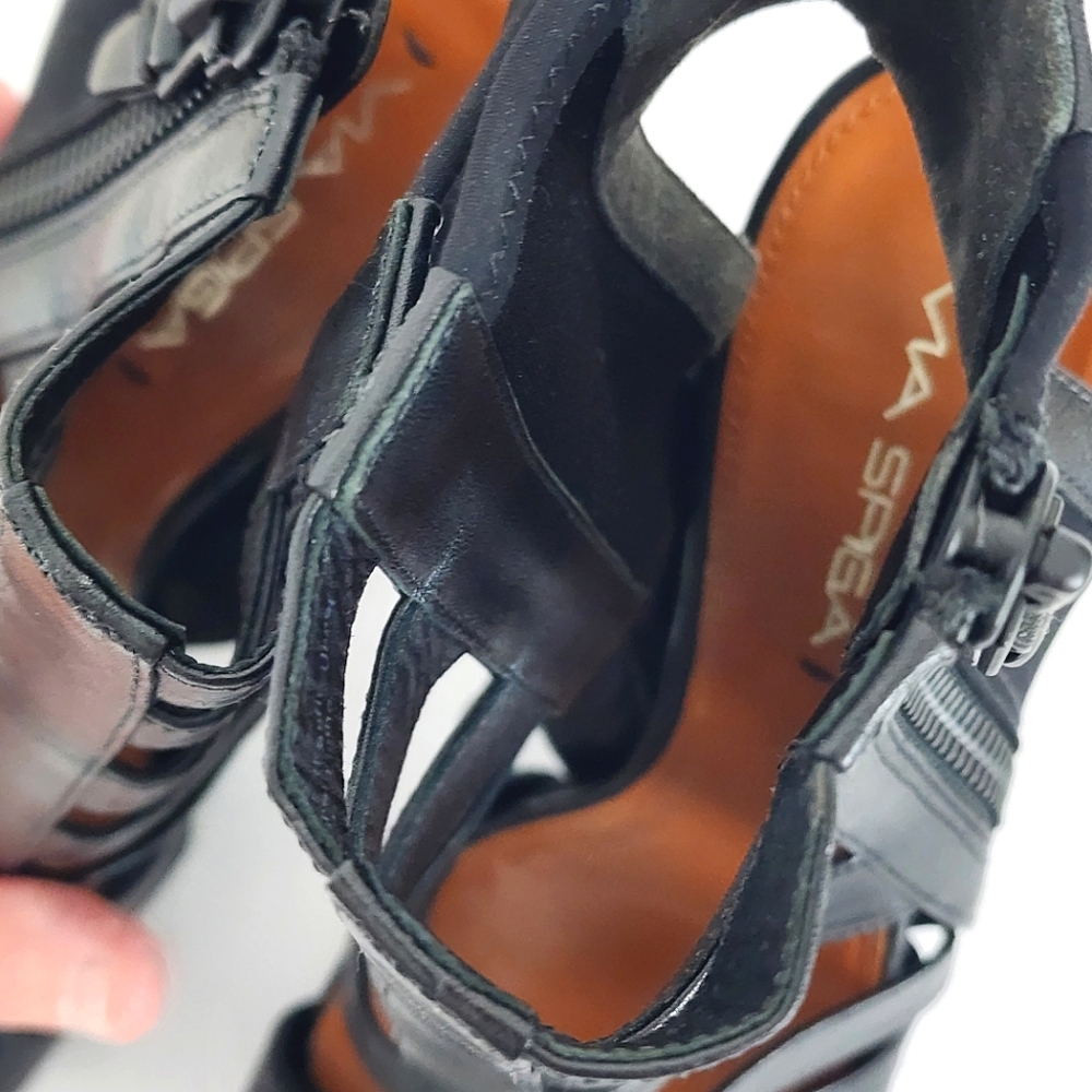 NWOB Via Spiga Italian Leather Caged 4.5" Heels Size 7.5 Black - Picture 5 of 11